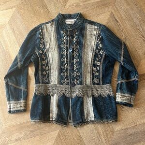 Blue Embroidered Denim Jacket